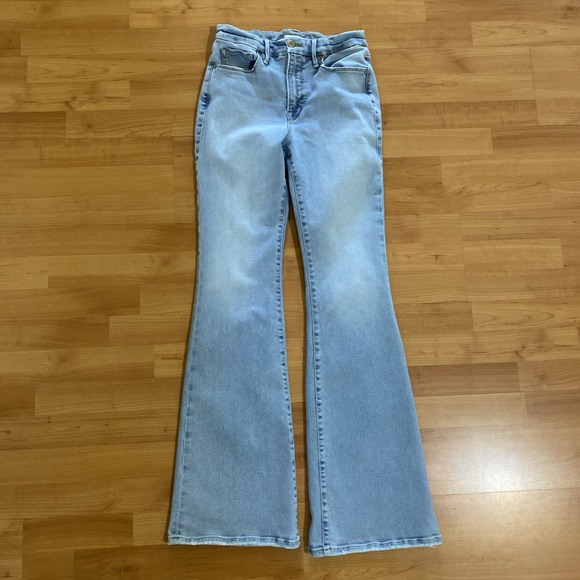 Good American Good Leg Flare Jeans Size 4/ 27 Light Wash Denim - Picture 1 of 11